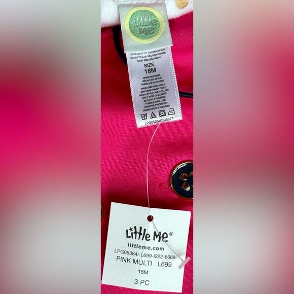 Little Me Girls Kids Pink Bow Back Button Up Collared Jacket. 18 Months. NEW. - Picture 6 of 8